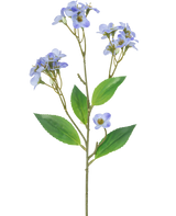 Eine künstliche Blumenorchidee Real Touch Lila 50 cm hat einen einzelnen grünen Stiel mit mehreren Zweigen, die jeweils mit Büscheln kleiner, hellvioletter Orchideenblüten und grünen Blättern vor einem weißen Hintergrund verziert sind.