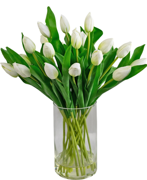 Künstlicher Blumenstrauß Tulpen in Vase Weiß 45 cm