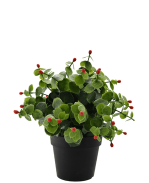 Künstliche Pflanze Eukalyptus rot im Topf 22 cm UV