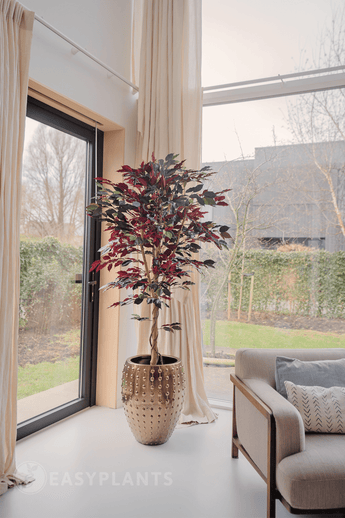 Kunstpflanze Ficus grün/rot 180 cm feuerhemmend