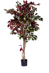 Kunstpflanze Ficus grün/rot 180 cm feuerhemmend