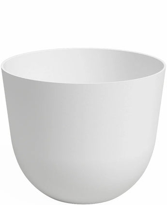 De Plantenbak Havanna Ø20cm x H17cm is een effen, witte, ronde bloempot met gladde, licht taps toelopende zijkanten en een brede opening, afgebeeld tegen een witte achtergrond.