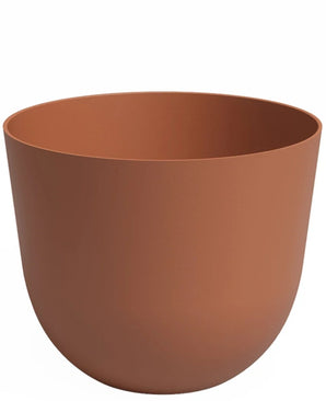 Der Übertopf Havanna Ø20cm x H17cm ist ein schlichter, runder, terrakottafarbener Blumentopf mit glatten Seiten, einer breiten Öffnung und ohne sichtbare Muster oder Verzierungen.
