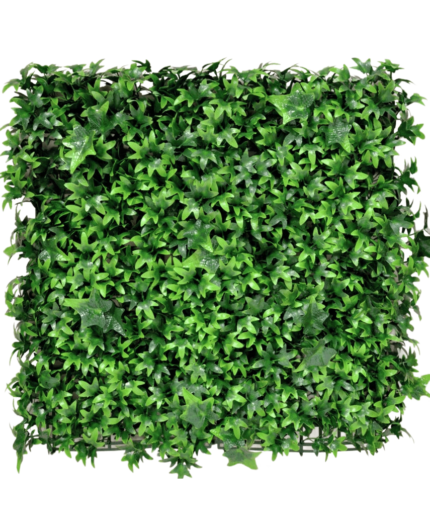 Die künstliche Efeu-Hecke 50 x 50 cm UV ist eine quadratische Platte, die dicht mit leuchtend grünen künstlichen Efeublättern bedeckt ist, die vor jedem schlichten Hintergrund für ein üppiges, natürliches Aussehen sorgen.